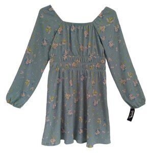 Girls Art Class Floral Dress XL 14 Long Sleeve Green Pink & Yellow Flowers, NWT